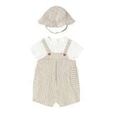 Mayoral Set Pagliaccetto Bicolore con Fantasia A Righe-Cappello per Neonato 1602X BIANCO/BEIGE MAYORAL 