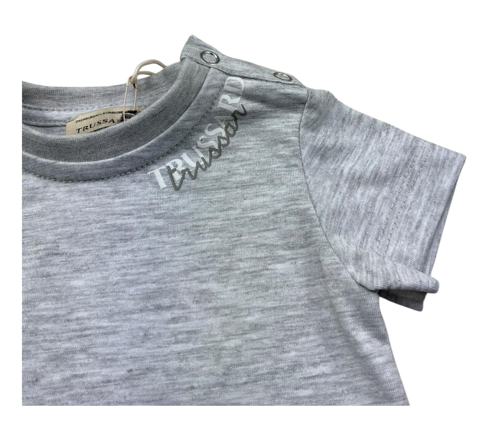 Trussardi T-Shirt Girocollo Tinta Unita con Logo per Neonato TIP26112TS GRIGIO TRUSSARDI 