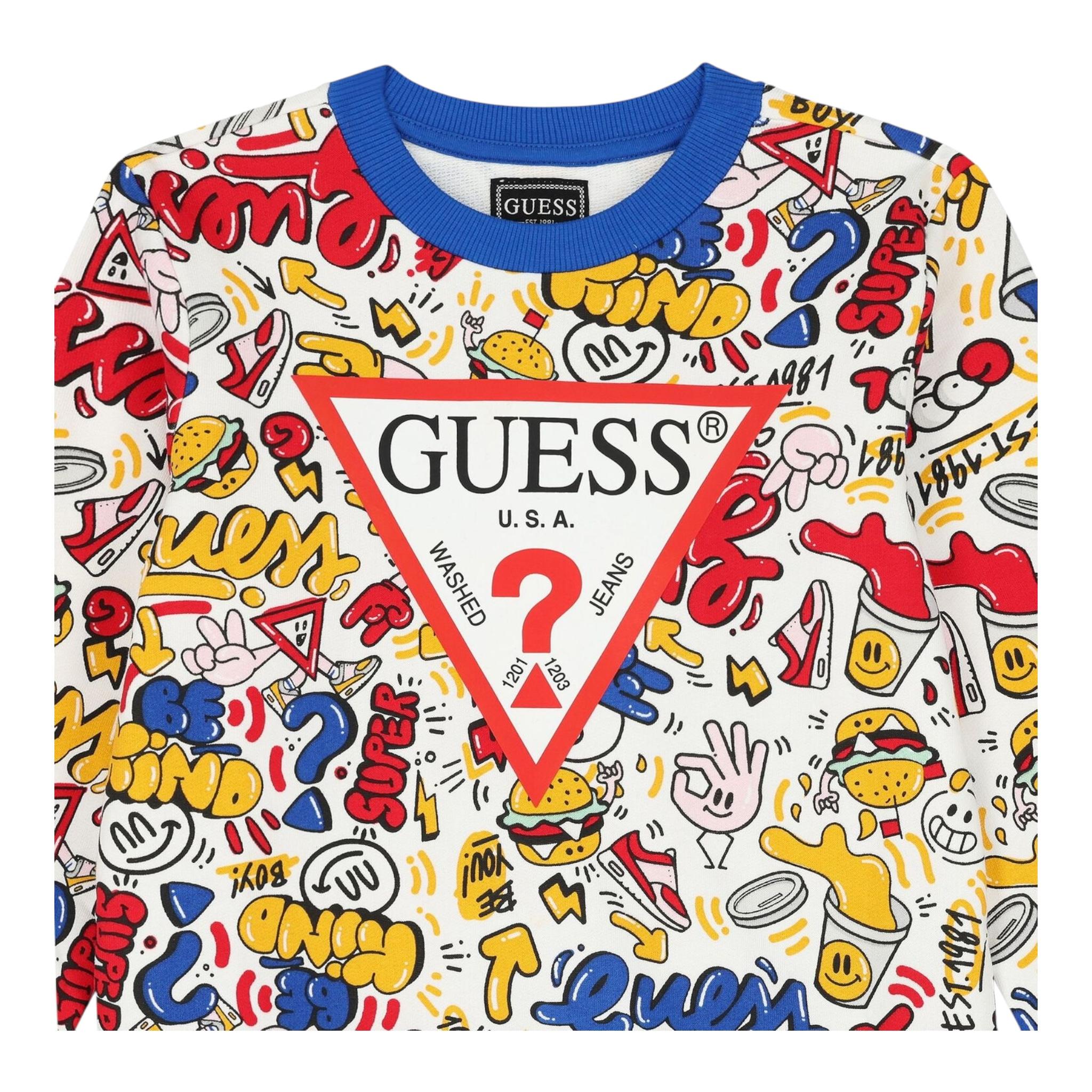 GUESS felpa chiusa girocollo stampa fantasia Bianco per Bambino N4YQ02KA6R3 BIANCO GUESS 