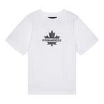 Dsquared2 T-Shirt Girocollo Tinta Unita con Stampa per Bambino DQ2743X BIANCO DSQUARED2 