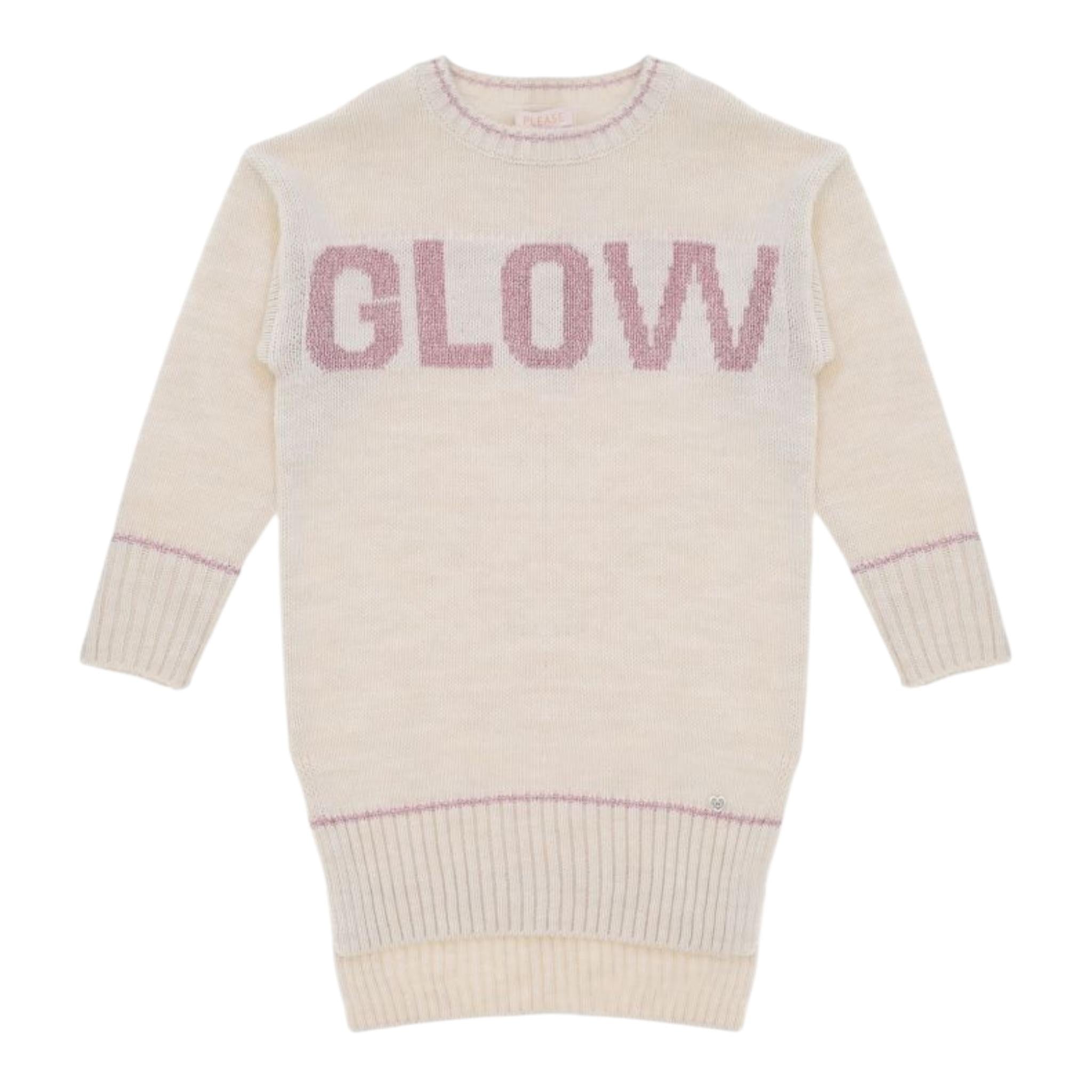 PLEASE abito manica lunga tinta unita con ricamo Beige per Bambina AB28230G66 BEIGE PLEASE 