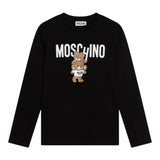 MOSCHINO shirt girocollo tinta unita cn stampa in contrasto Nero per Neonato MMO00RX NERO MOSCHINO 