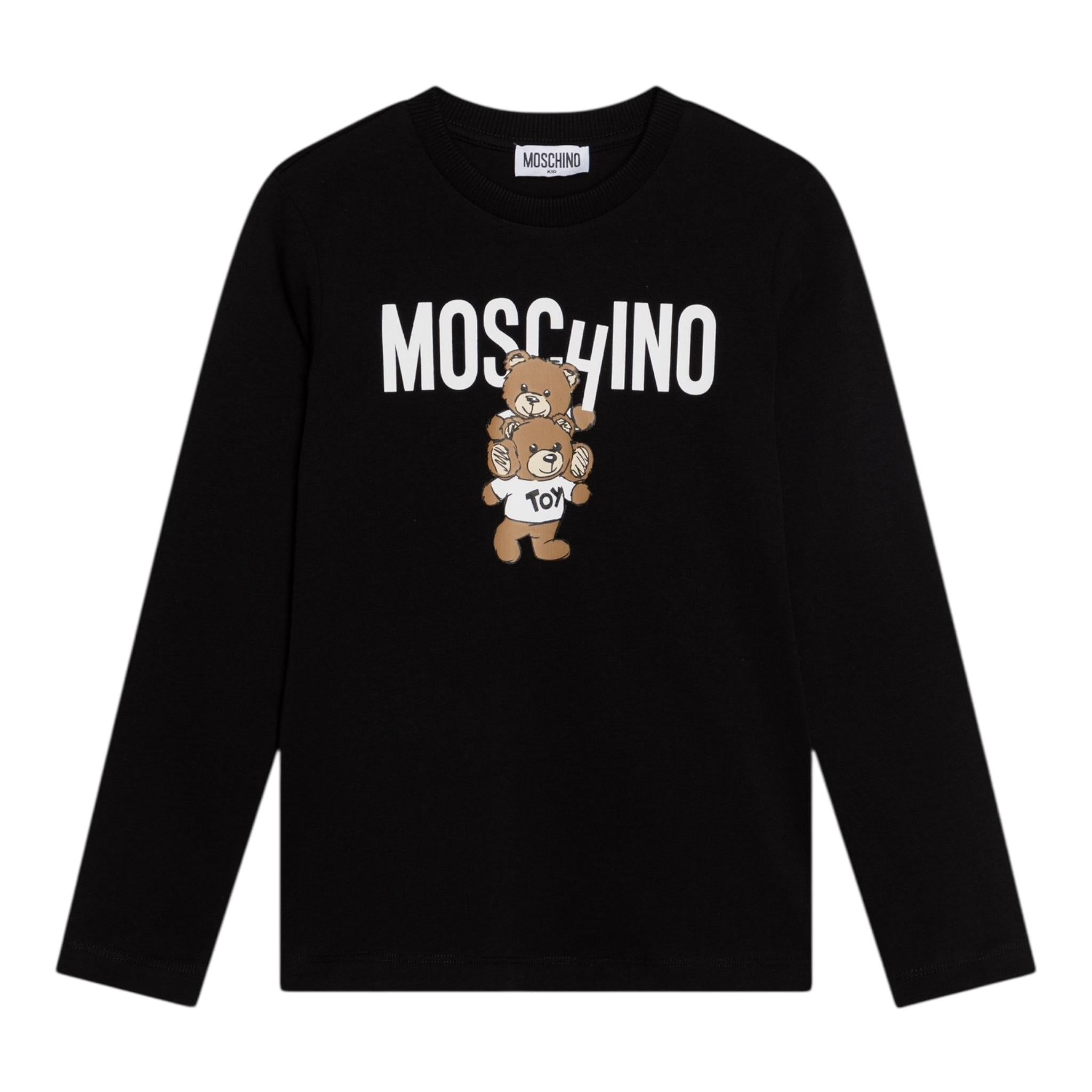 MOSCHINO shirt girocollo tinta unita cn stampa in contrasto Nero per Neonato MMO00RX NERO MOSCHINO 