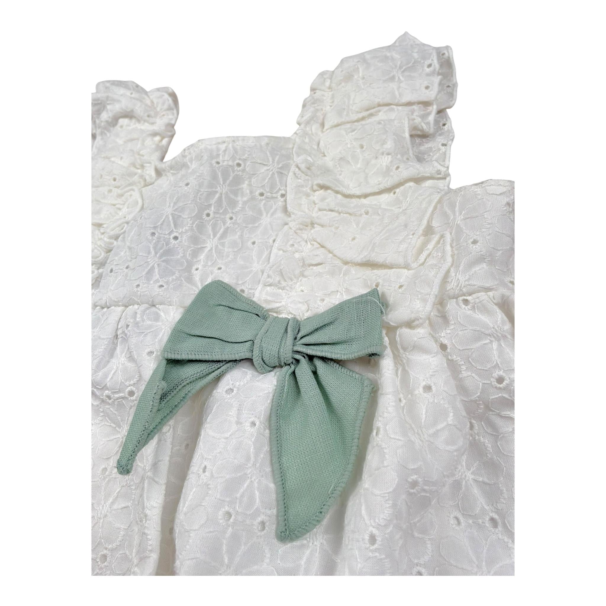 Calamaro Abito Tinta Unita con Ricami per Bambina 21260 BIANCO CALAMARO 