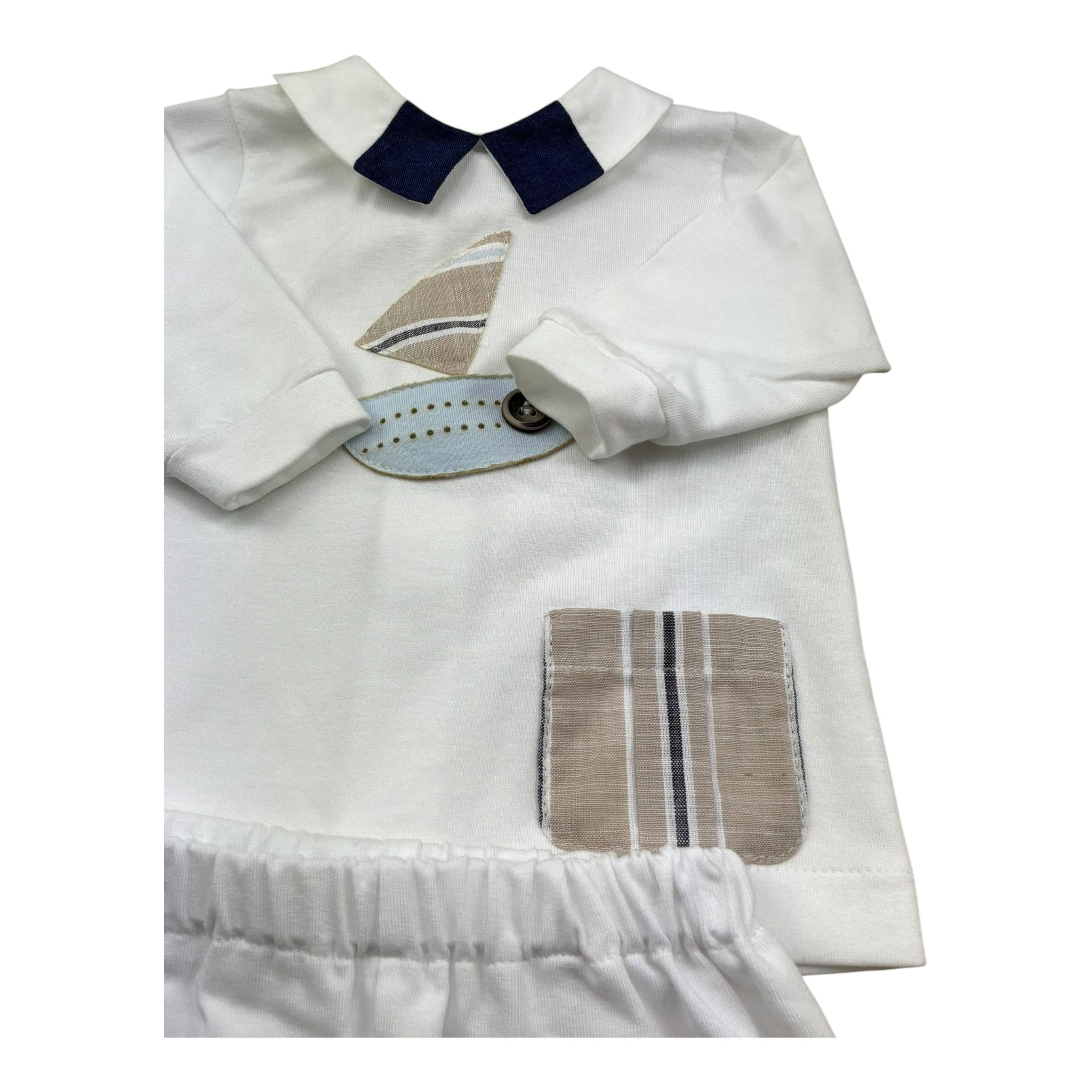 I Delfi Completo 2 Pezzi Shirt-Ghettina Tinta Unita per Neonato 25P5311 BIANCO I DELFI 