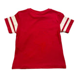 Please T-Shirt Girocollo Tinta Unita Con Maniche In Contrasto Rosso Per Neonato