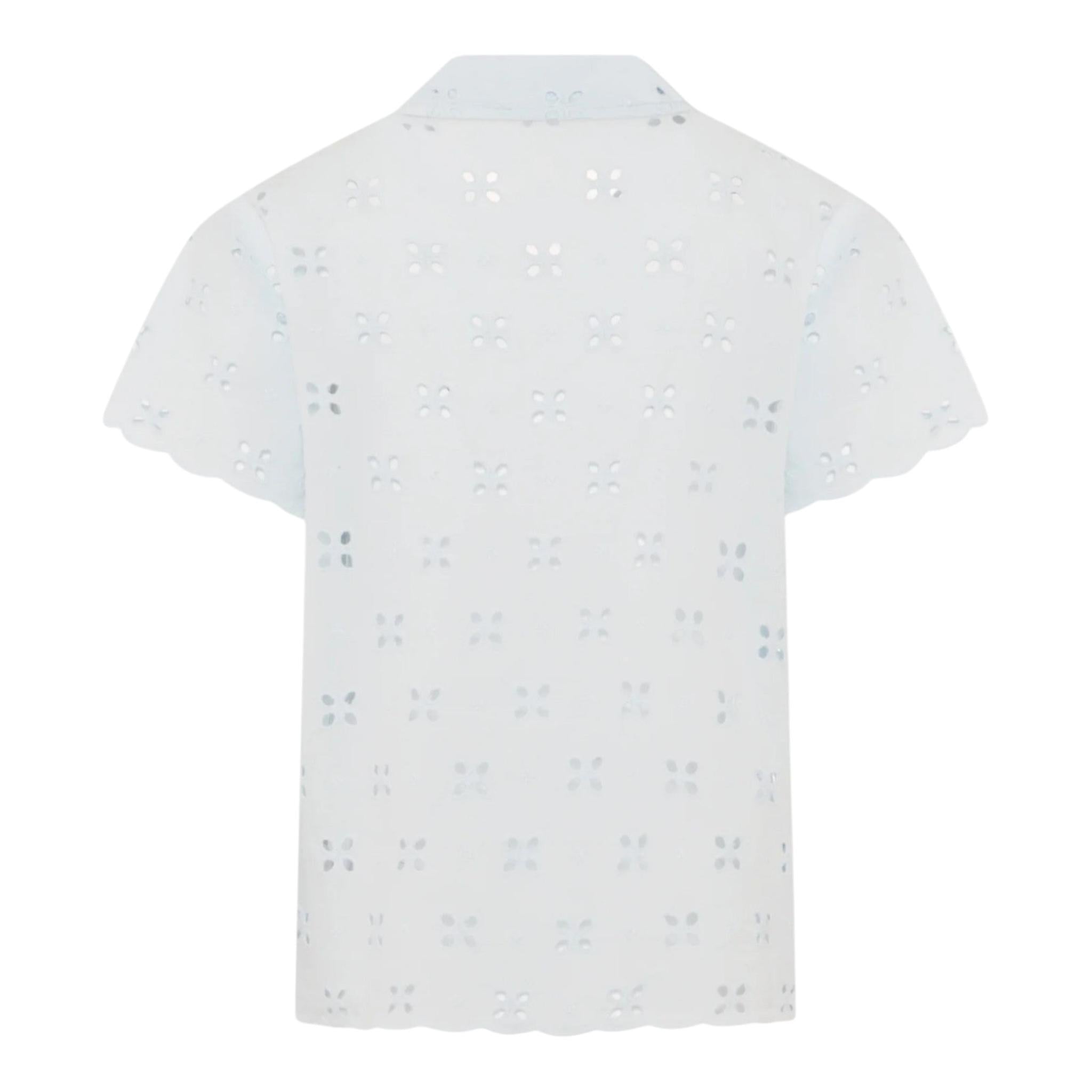 Saint Barth Camicia Mezza Manica Tinta Unita In Pizzo Sangallo per Bambina EVL000103016 BIANCO SAINT BARTH 