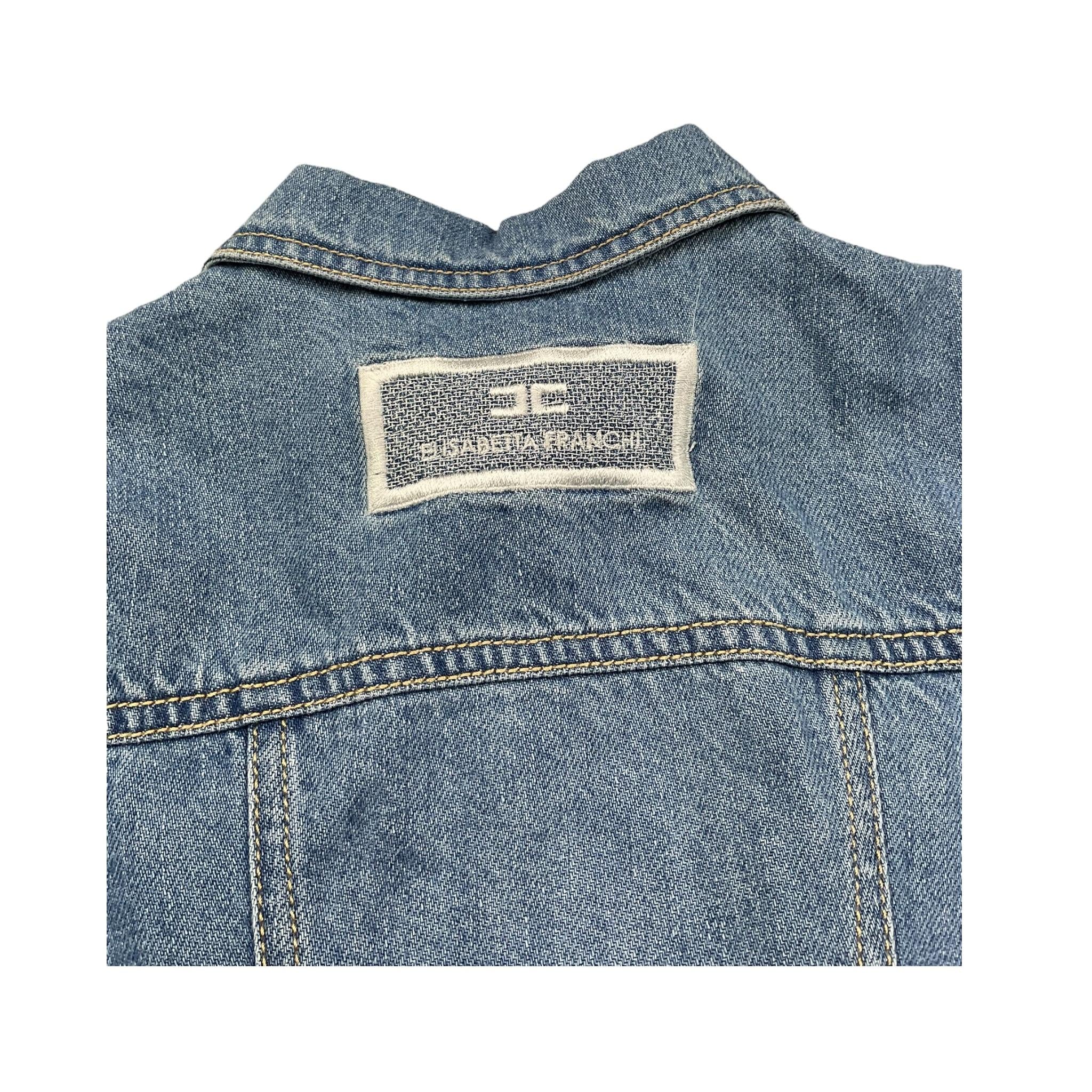 Elisabetta Franchi Giubbino Manica Lunga Tinta Unita In Denim per Bambina EFGB123XX AZZURRO ELISABETTA FRANCHI 
