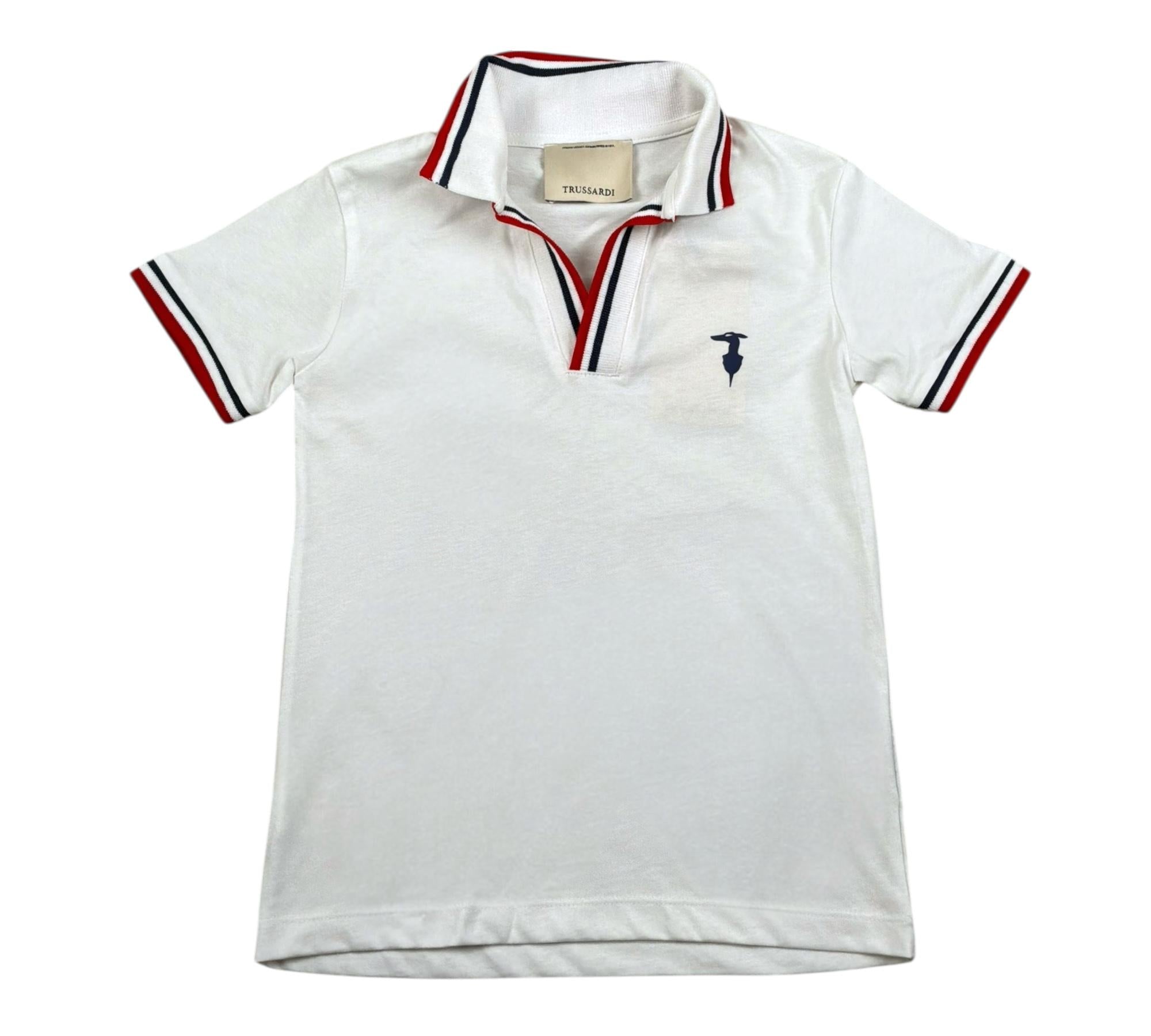 Trussardi Polo Mezza Manica Tinta Unita con Logo per Bambino TBP26003POJ BIANCO TRUSSARDI 