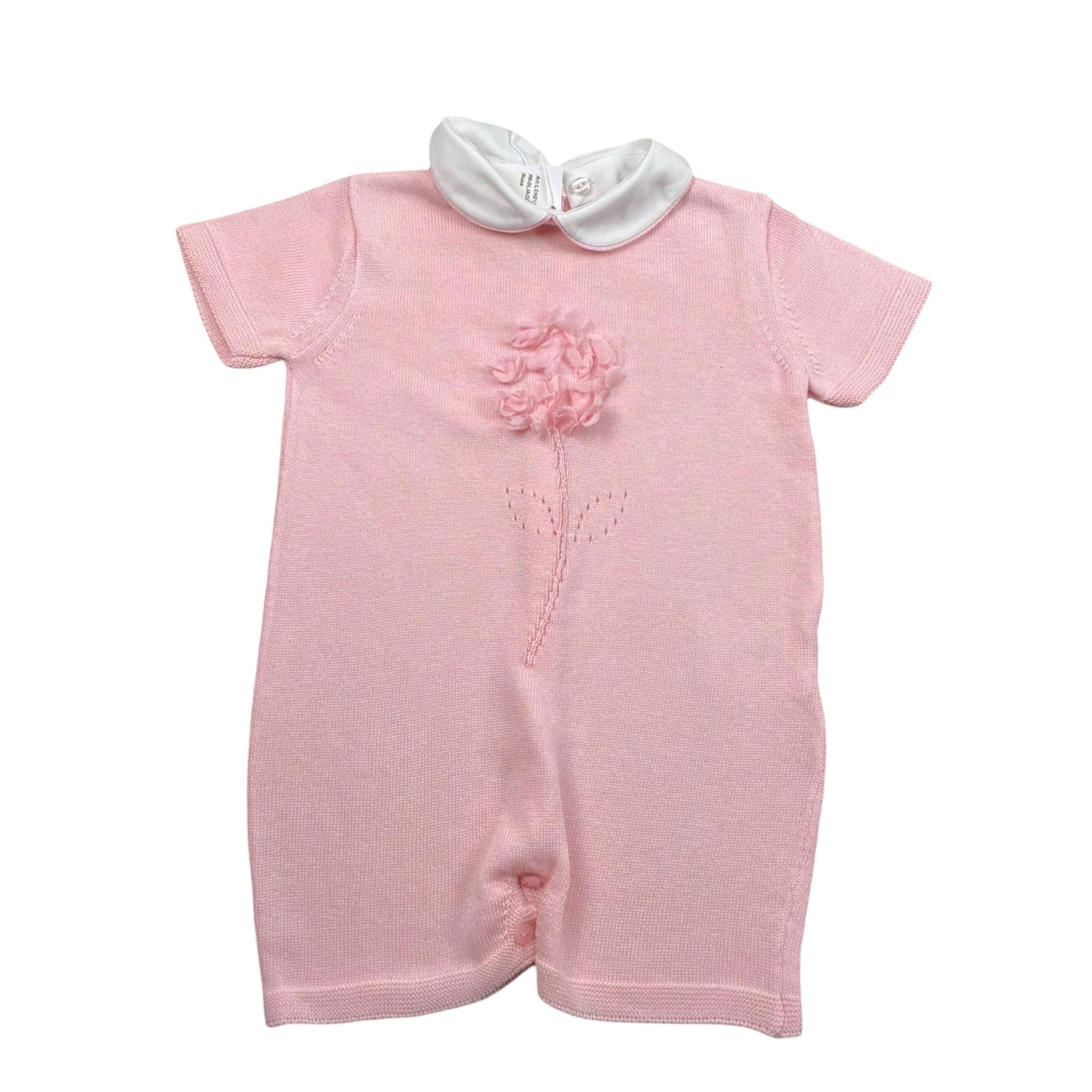 Le Coconne Pagliaccetto Tinta Unita con Applicazioni per Neonata LCN2123 ROSA LE COCONNE 