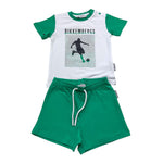 Bikkembergs Completo 2 Pezzi T-Shirt-Bermuda Bicolore per Bambino BK3417J BIANCO/VERDE BiKKEMBERGS 