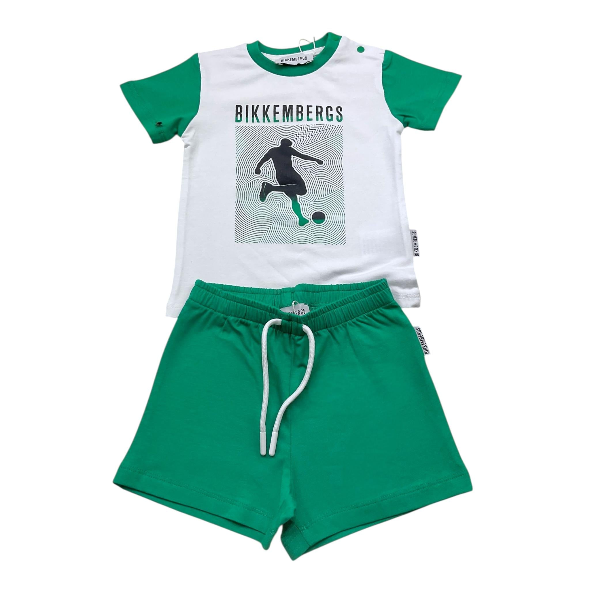 Bikkembergs Completo 2 Pezzi T-Shirt-Bermuda Bicolore per Bambino BK3417J BIANCO/VERDE BiKKEMBERGS 