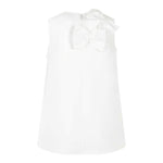 Simonetta Abito Giromanica Tinta Unita con Fiocchi per Bambina SW1B42S BIANCO SIMONETTA 
