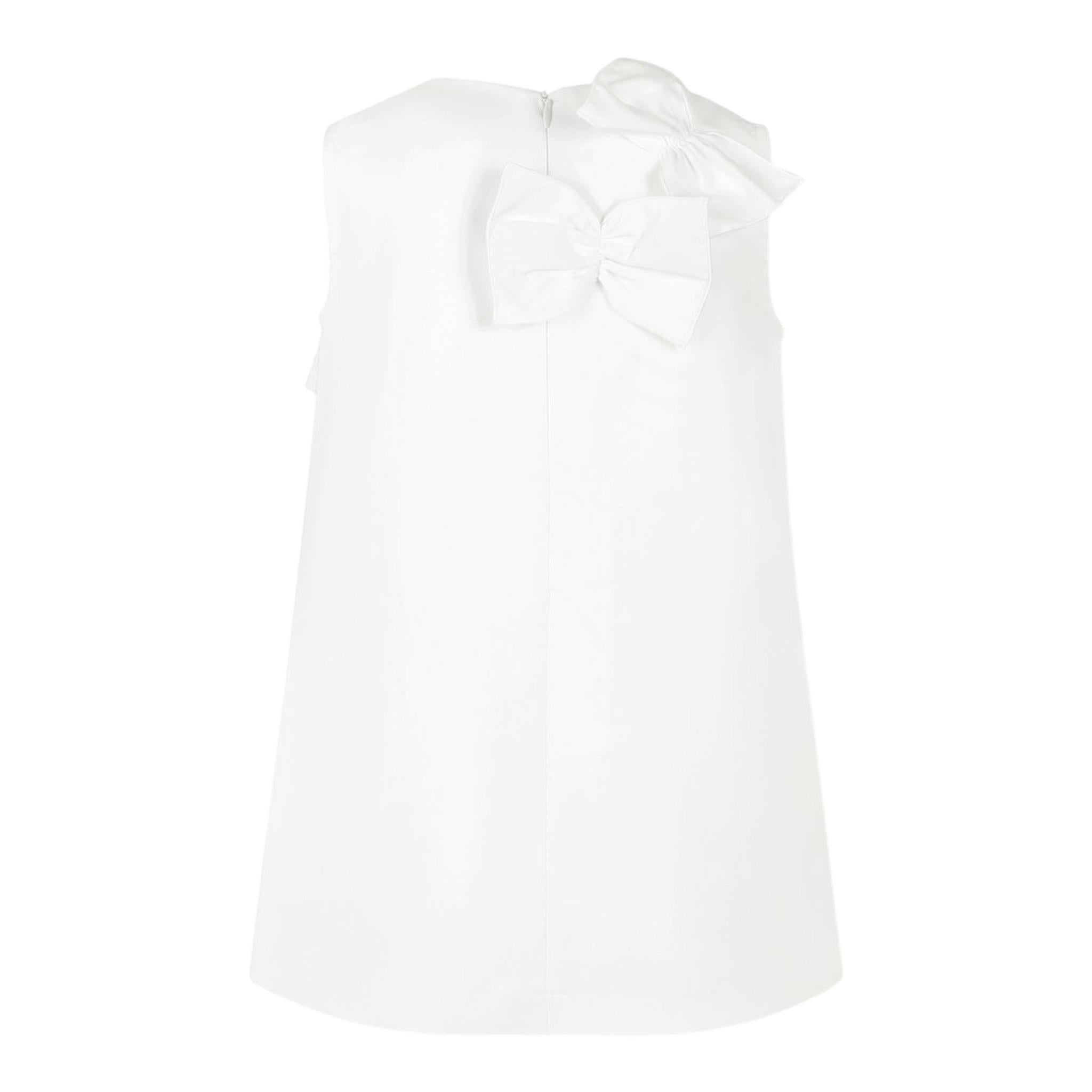 Simonetta Abito Giromanica Tinta Unita con Fiocchi per Bambina SW1B42S BIANCO SIMONETTA 