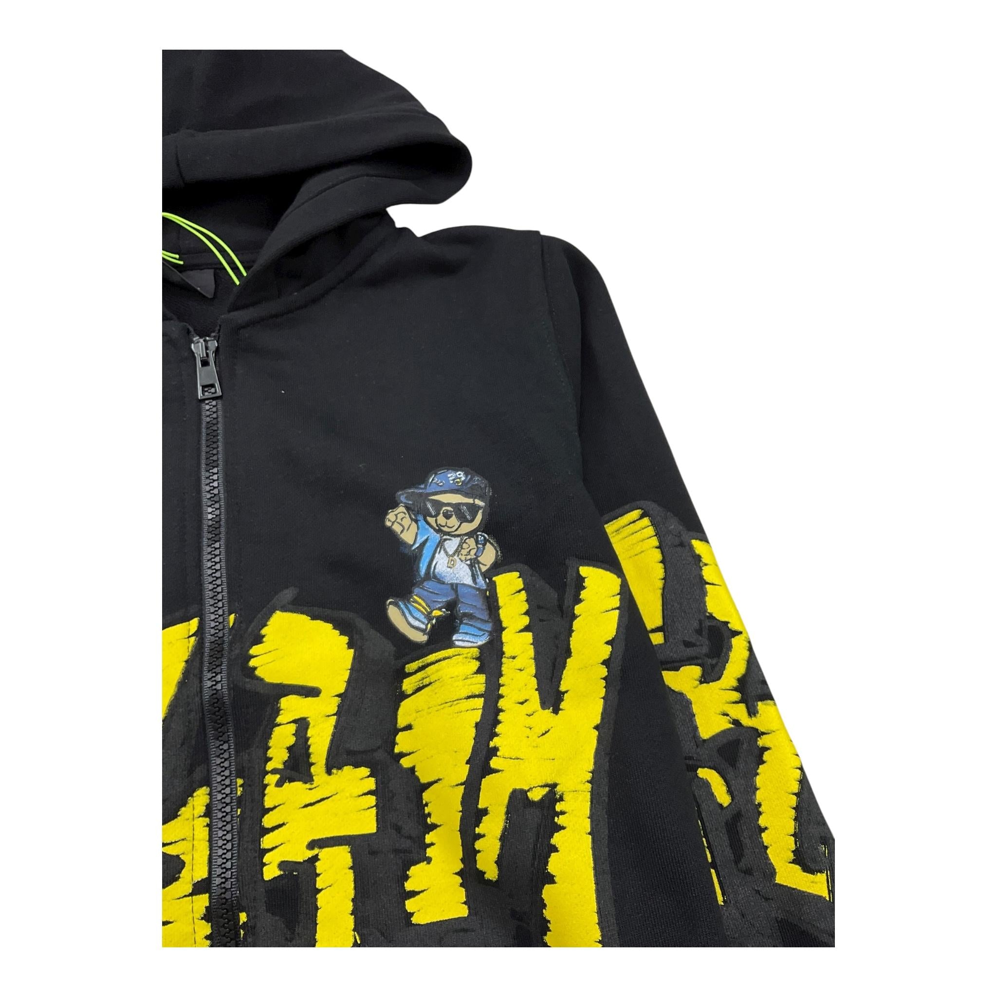 Disclaimer Felpa con Zip E Cappuccio Tinta Unita con Stampe per Bambino 25EDK58435 NERO DISCLAIMER 