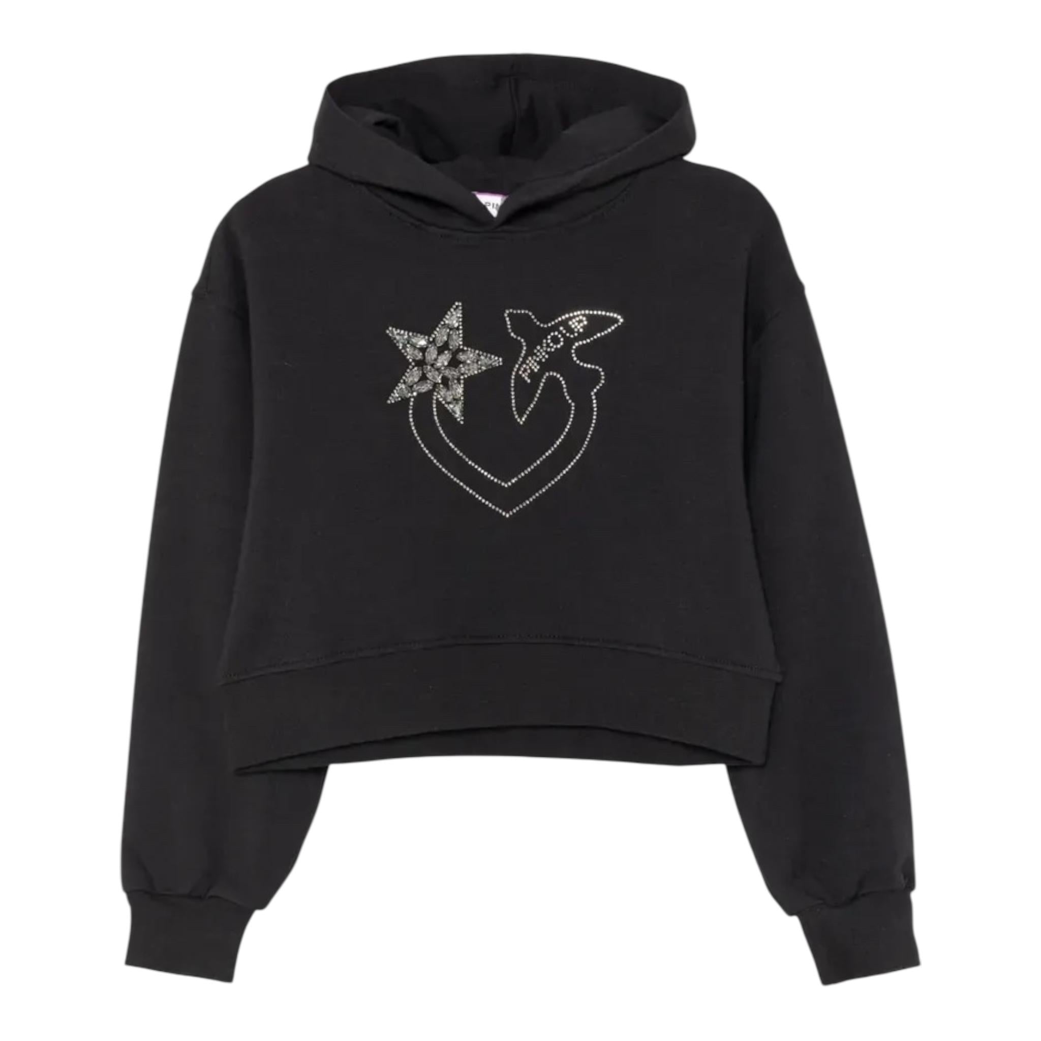 PINKO felpa tinta unita con cappuccio e stampa Nero per Bambina F4PIJGHS057 NERO PINKO 