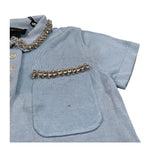 John Richmond Polo Maglia Tinta Unita con Applicazioni per Bambina RGP26189PO AZZURRO JOHN RICHMOND 