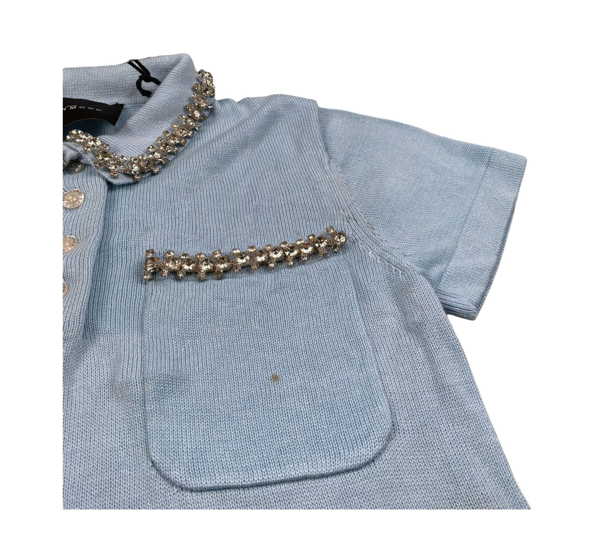 John Richmond Polo Maglia Tinta Unita con Applicazioni per Bambina RGP26189PO AZZURRO JOHN RICHMOND 