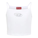 Diesel Canotta Bretelline Tinta Unita con Stampa Brillantinata per Bambina J02201XX BIANCO DIESEL 