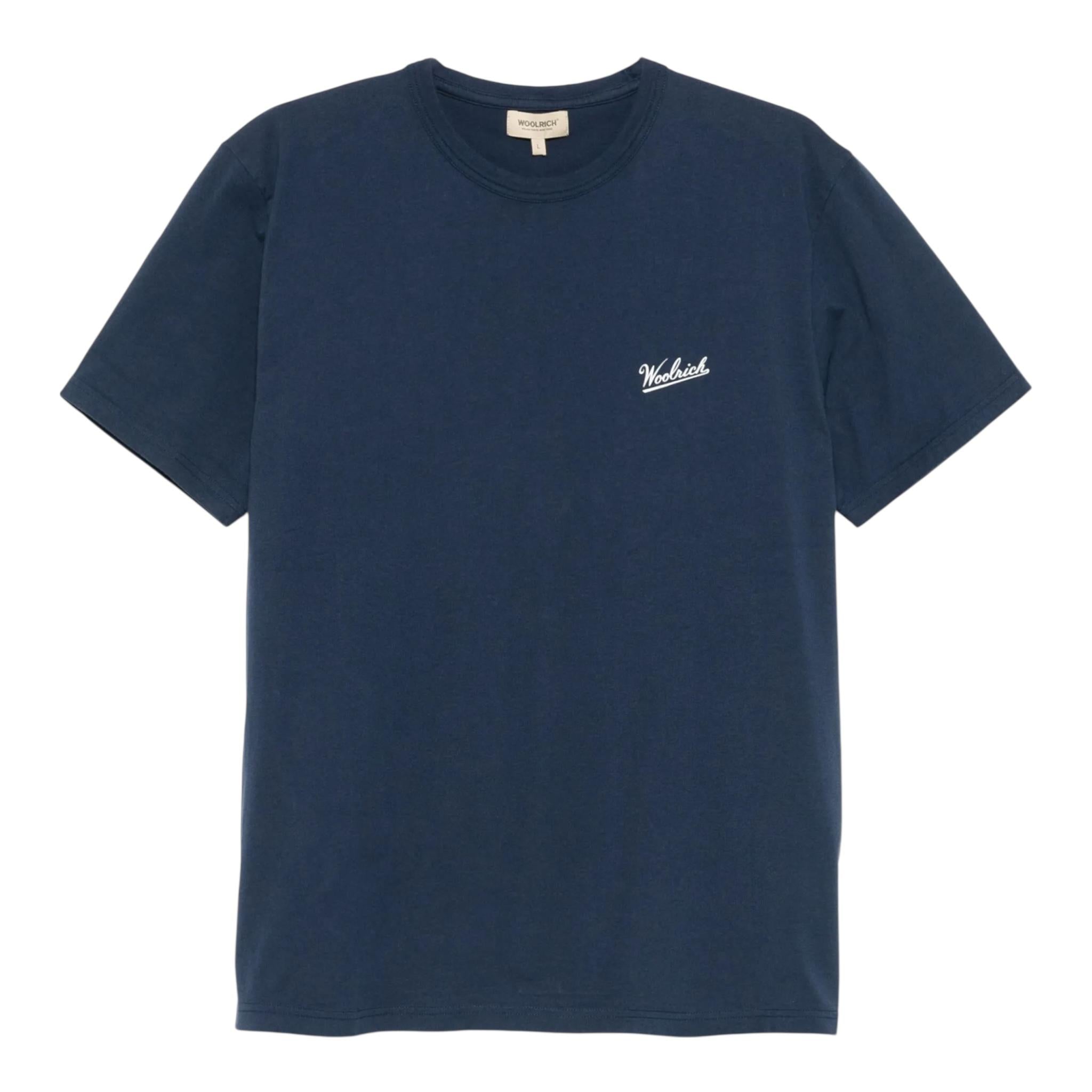 Woolrich T-Shirt Girocollo Tinta Unita con Logo per Bambino CFWKTE0141MRUT BLU WOOLRICH 