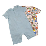 Moschino Set 2 Pezzi Pagliaccetto Bicolore per Neonato MMY07H AZZURRO MOSCHINO 