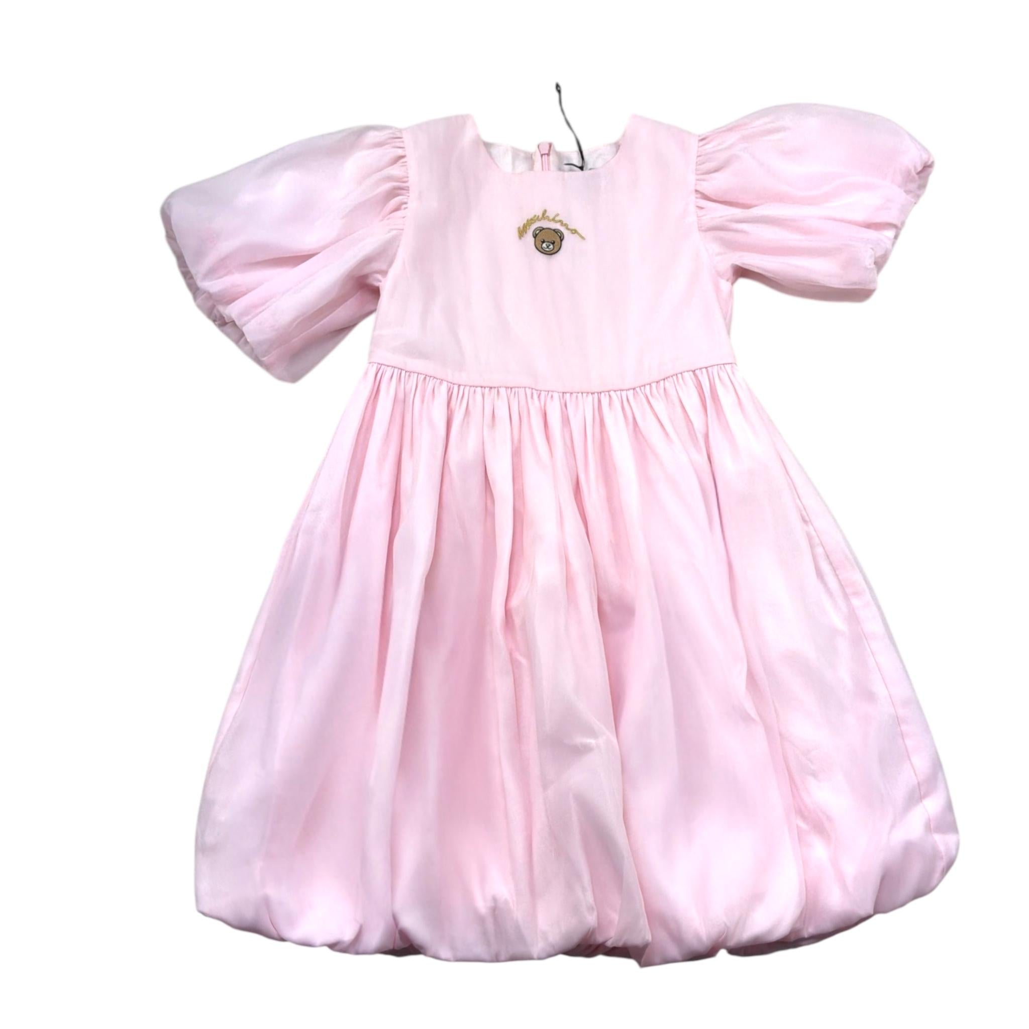 Moschino Abito Tinta Unita Mezza Manica per Bambina HDV0HJ ROSA MOSCHINO 