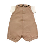 La Sartoria Dei Piccoli Pagliaccetto Bicolore Mezza Manica con Colletto per Neonato LP302 BIANCO/MARRONE LA SARTORIA DEI PICCOLI 