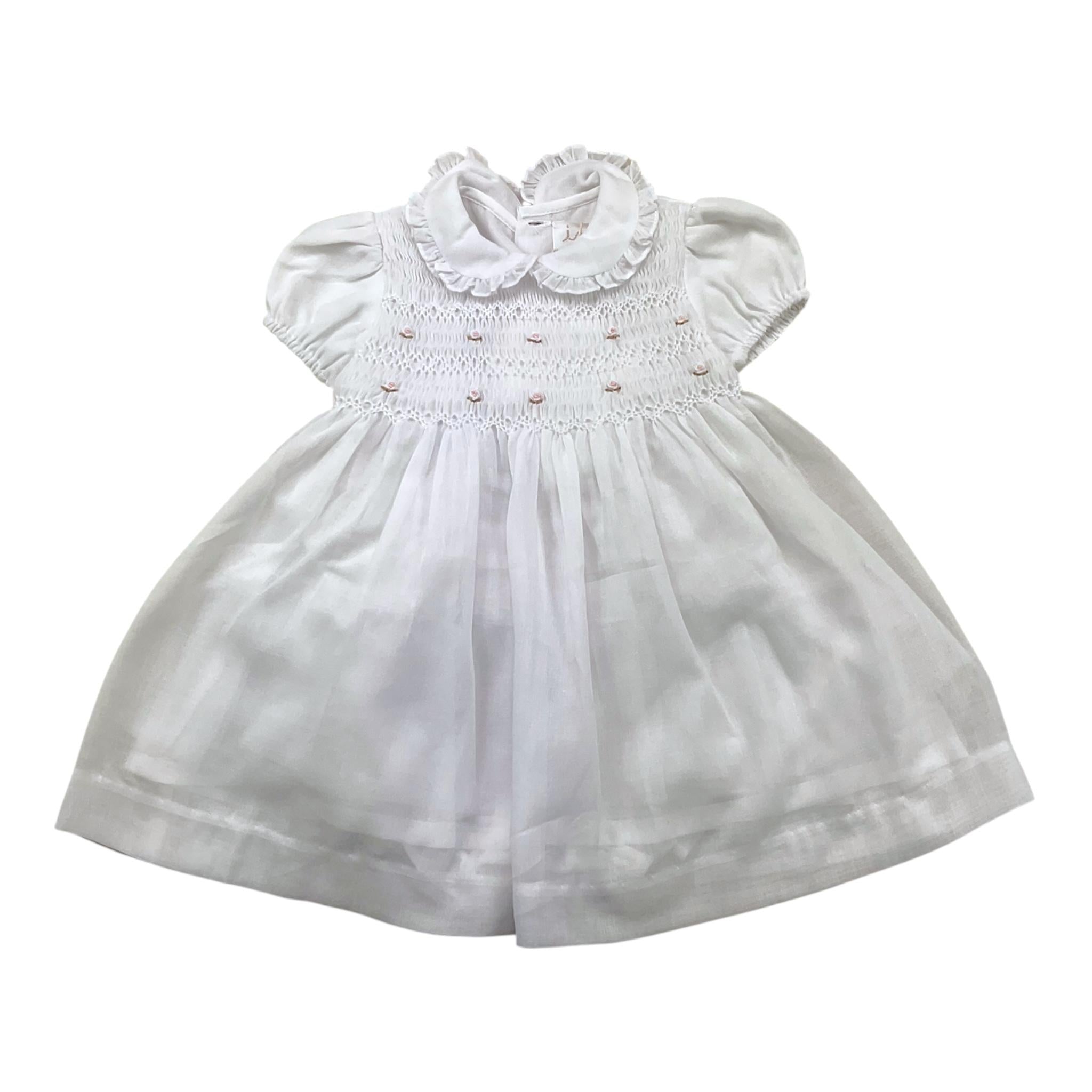 Isi Baby Set Abito Tinta Unita Mezza Manica con Applicazioni-Coulotte per Neonata S23I122VECH BIANCO ISI BABY 