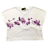 Disclaimer T-Shirt Modello Crop Tinta Unita Con Stampa In Contrasto Bianco Per Bambina