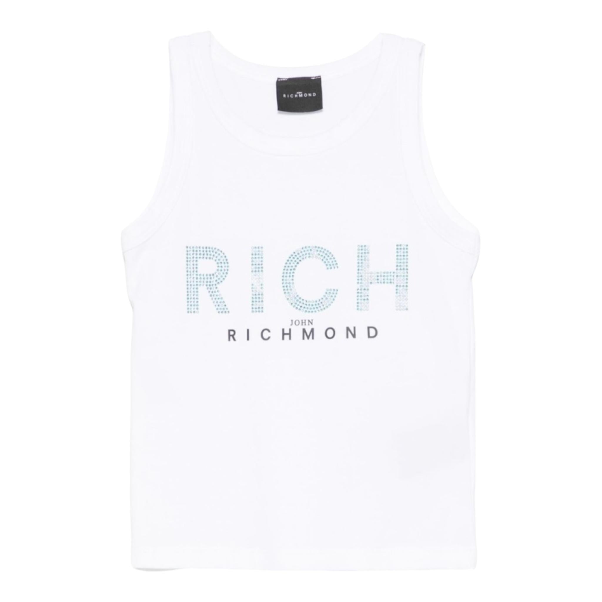 John Richmond Canotta Tinta Unita con Brillantini per Bambina RGP25133CN BIANCO JOHN RICHMOND 