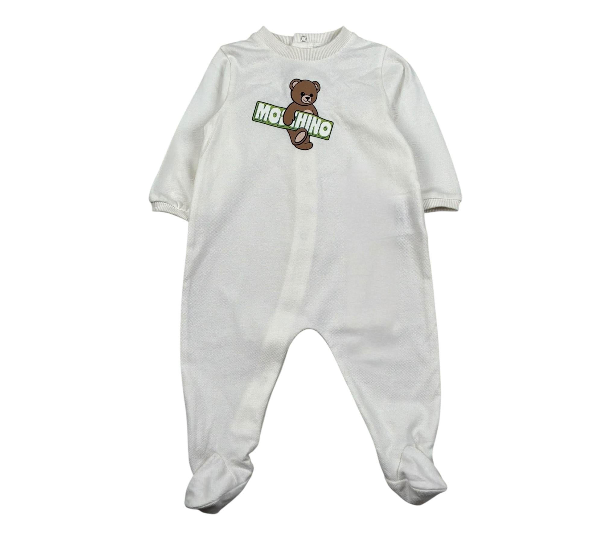 Moschino set Tutina Manica Lunga Tinta Unita con Logo-bavetta per Neonato MOY05L PANNA MOSCHINO 
