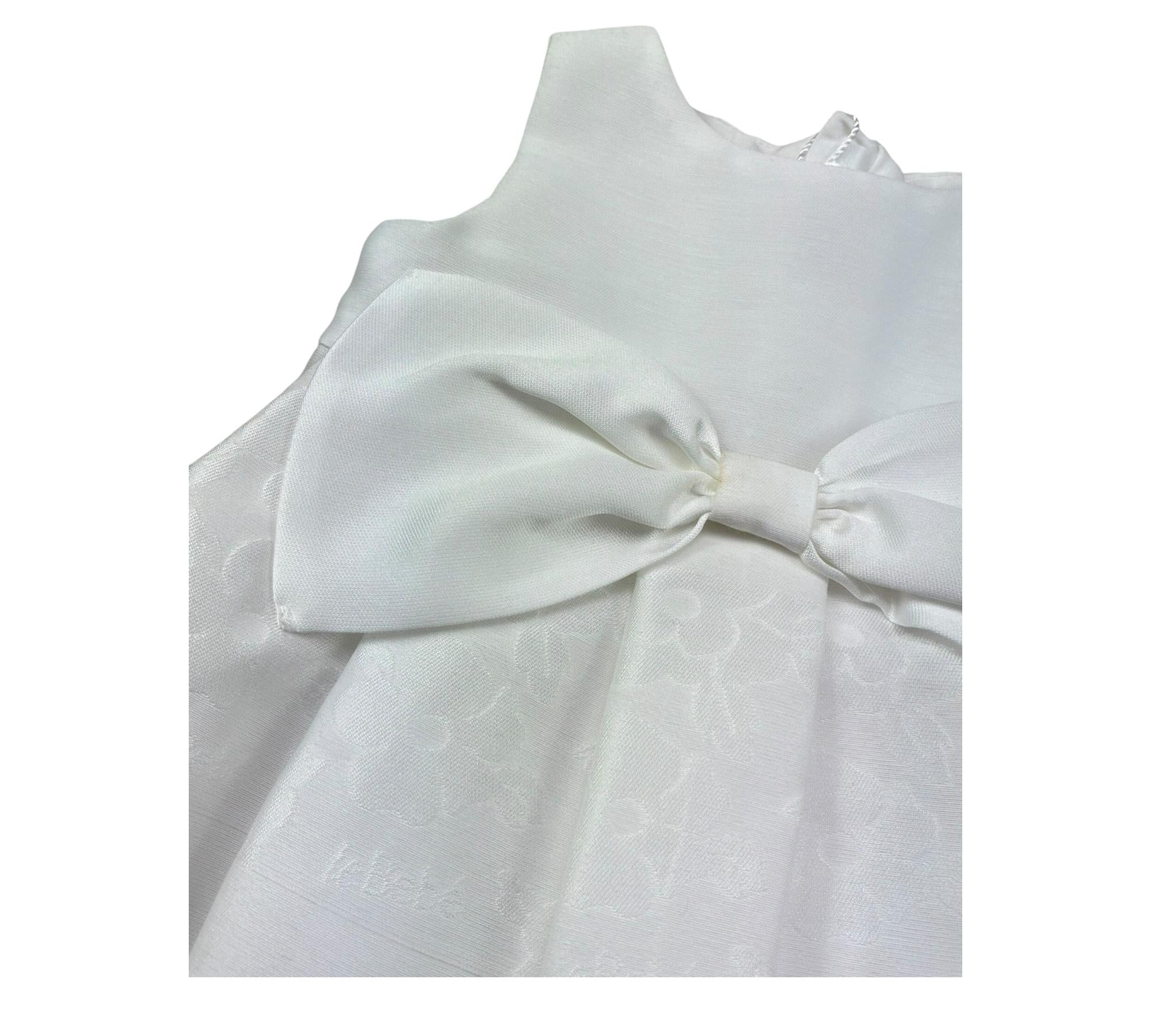 Le Bebe Abito Giromanica Tinta Unita con Fiocco per Neonata LBG0870 BIANCO LE BEBE 