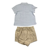 Yoedu Completo Camicia Mezza Manica-Bermuda Fantasia A Righe Bianco per Neonato