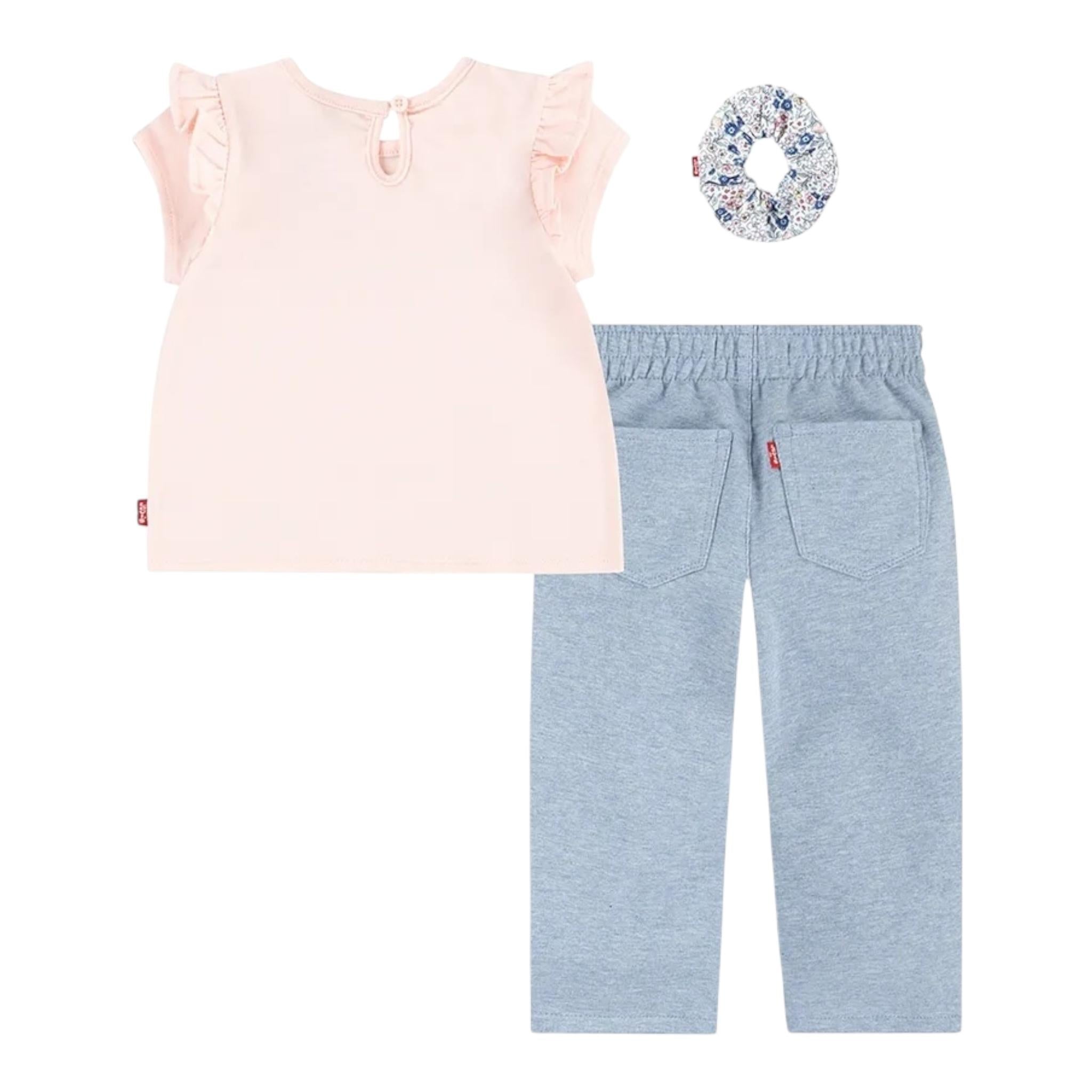 Levi'S Completo 3 Pezzi Jeans-Canotta-Elastico per Neonata 1EM645 ROSA LEVI'S 