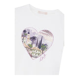 Liu Jo T-Shirt Girocollo Tinta Unita con Stampa E Brillantini per Bambina KA5093X BIANCO LIU JO 