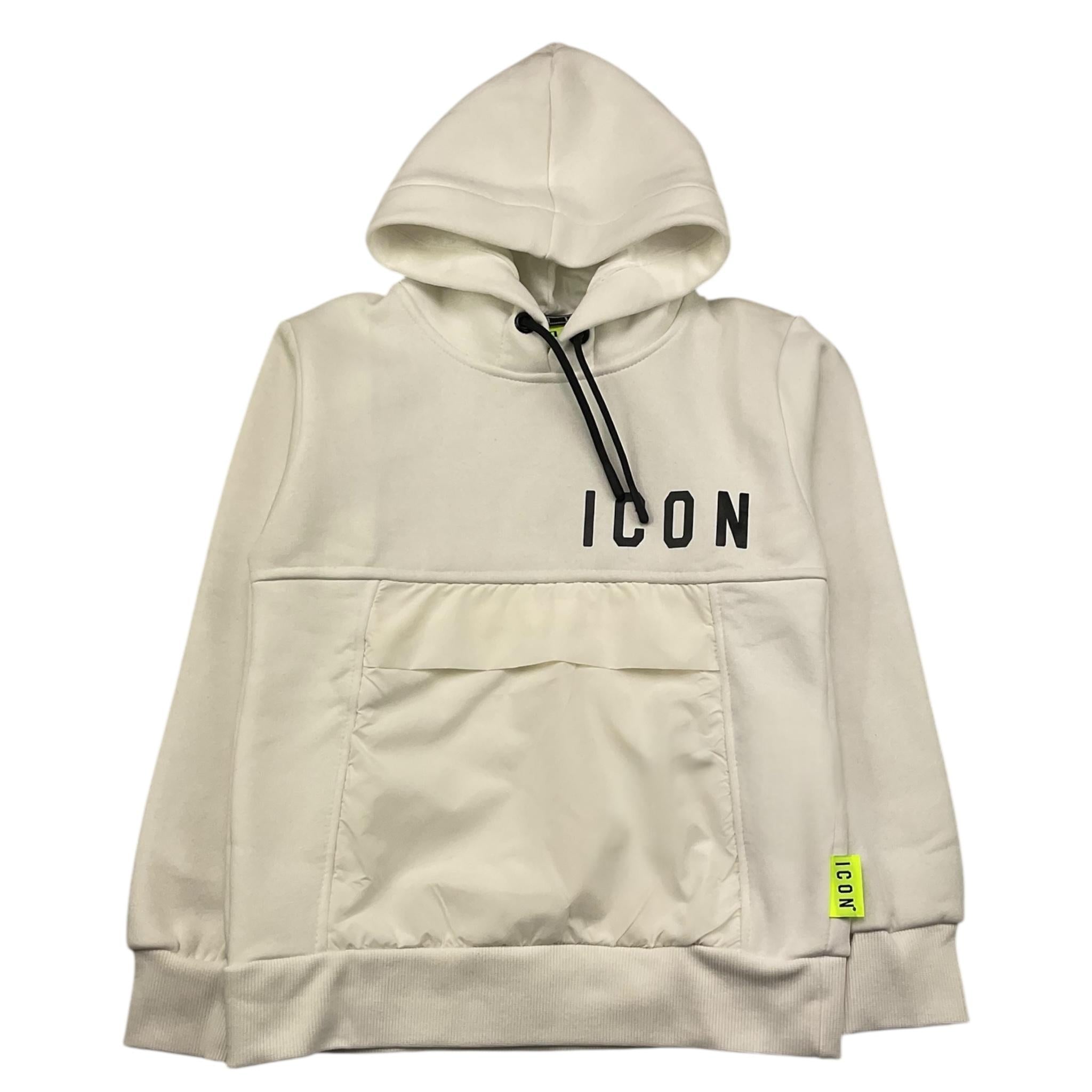 ICON felpa chiusa con cappuccio tinta unita con logo Bianco per Bambino IBS200358 BIANCO ICON 