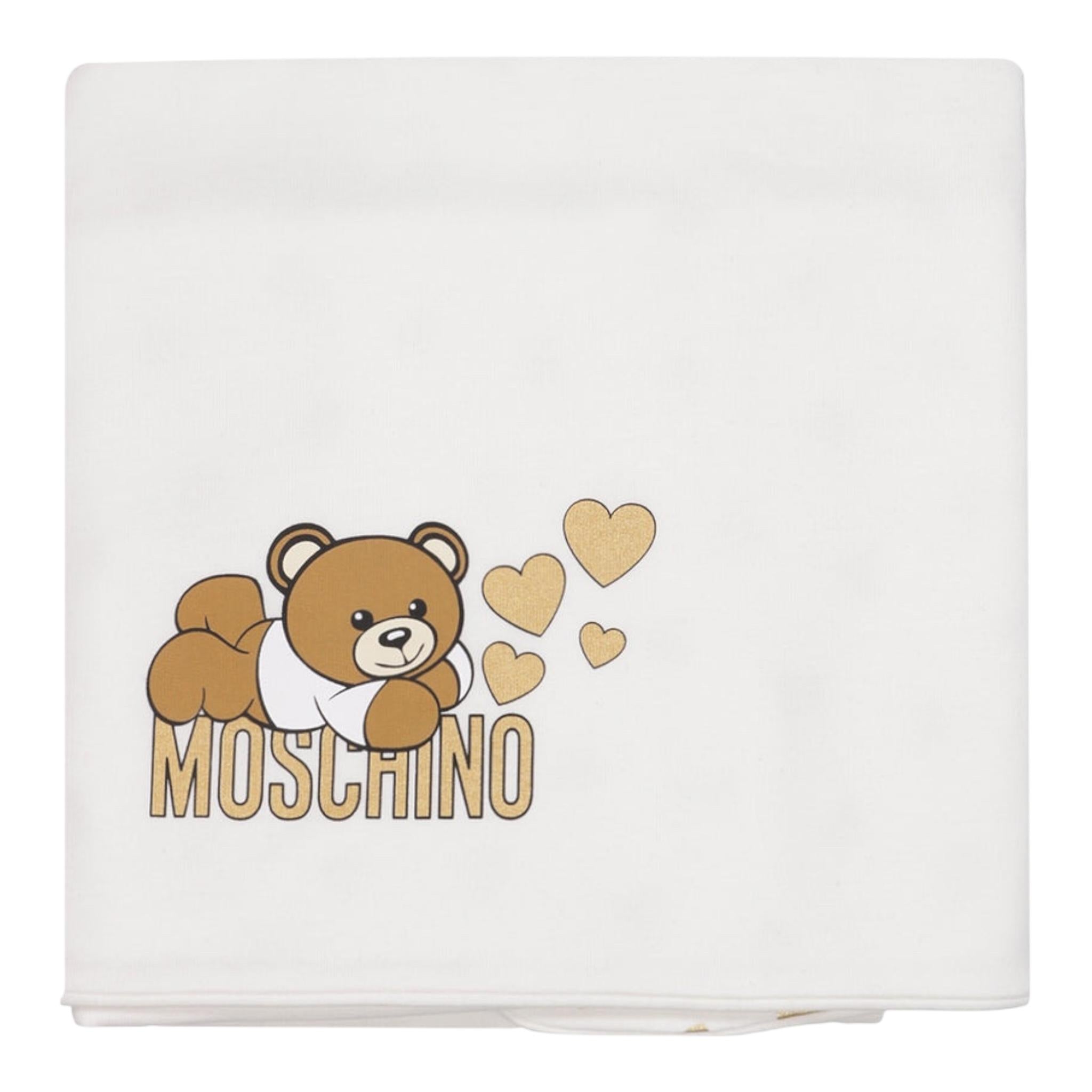 MOSCHINO coperta tinta unita con fantasia Bianco per Neonata MDB001 BIANCO MOSCHINO 