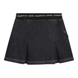 KARL LAGERFELD gonna in denim tinta unita con elastico in vita logato Blu per Bambina Z30092 BLU KARL LAGERFELD 