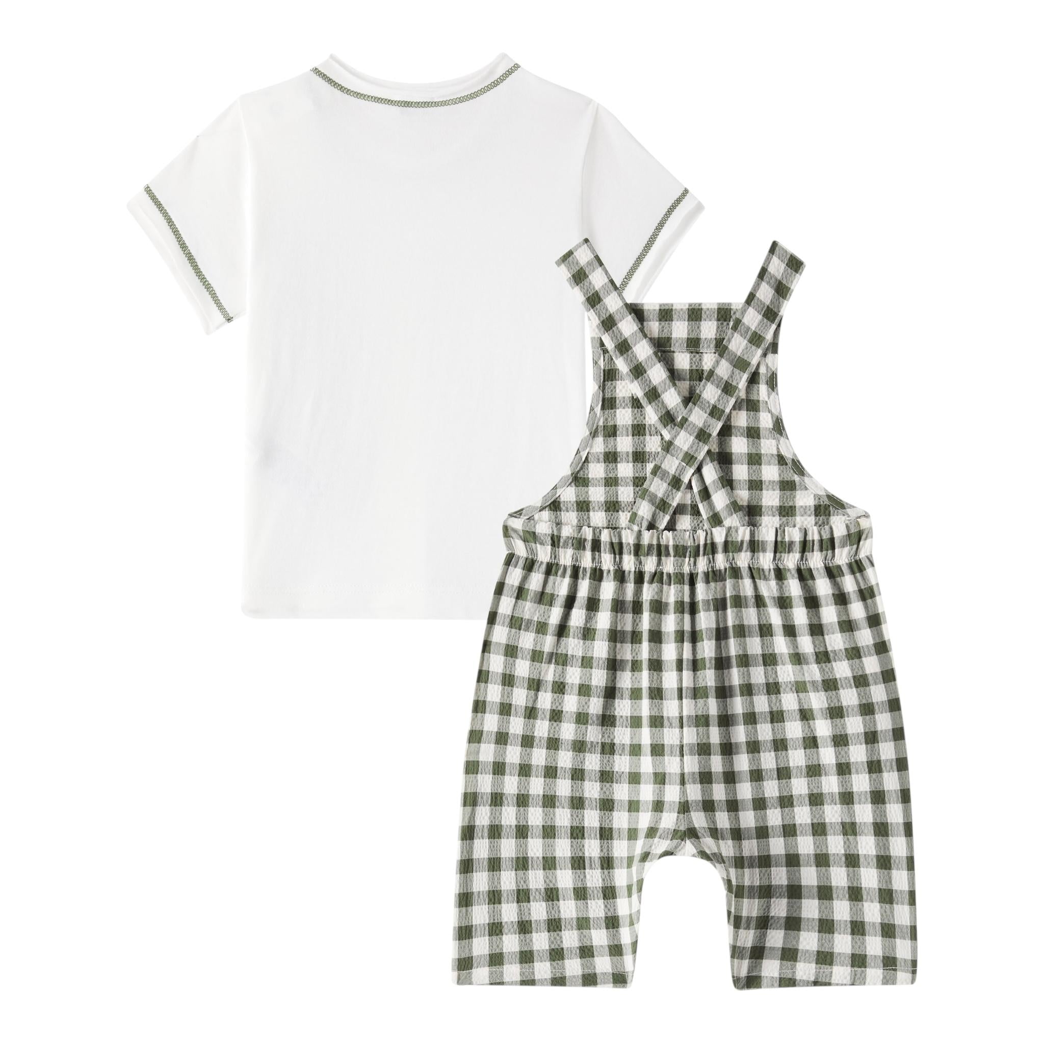 Il Gufo Completo 2 Pezzi T-Shirt-Salopette per Neonato P25DP469C3161 BIANCO/VERDE IL GUFO 