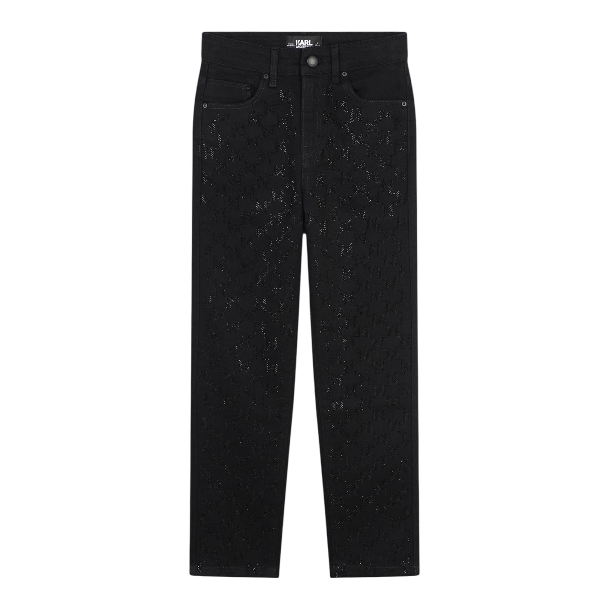 KARL LAGERFELD jeans tinta unita con brillantini Nero per Bambina Z30208 NERO KARL LAGERFELD 