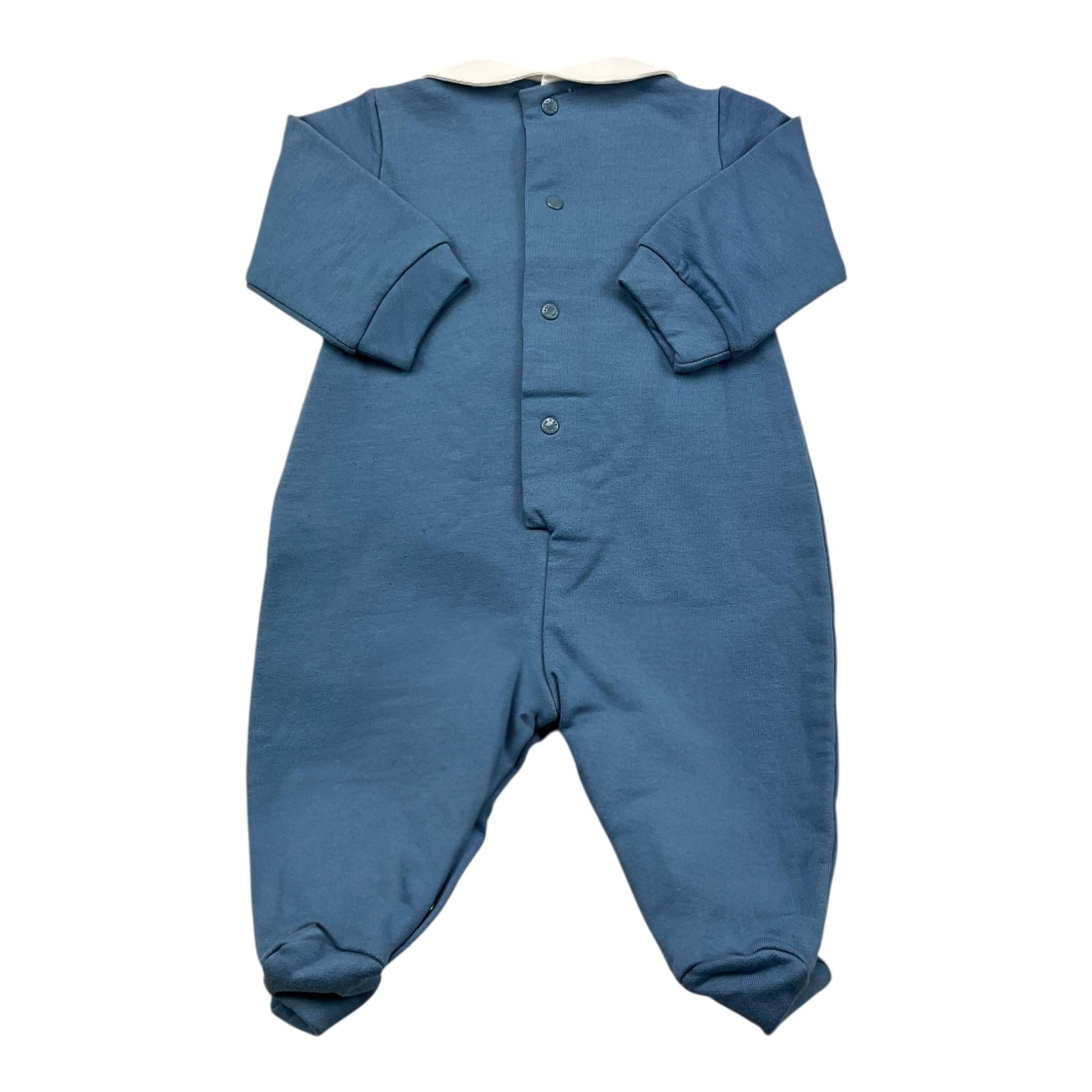 BARCELLINO tutina manica lunga tinta unita cn colletto Blu per Neonato 105401 BLU BARCELLINO 