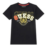 Guess T-Shirt Girocollo Tinta Unita con Stampa per Bambino L5RI02K8HM4 NERO GUESS 