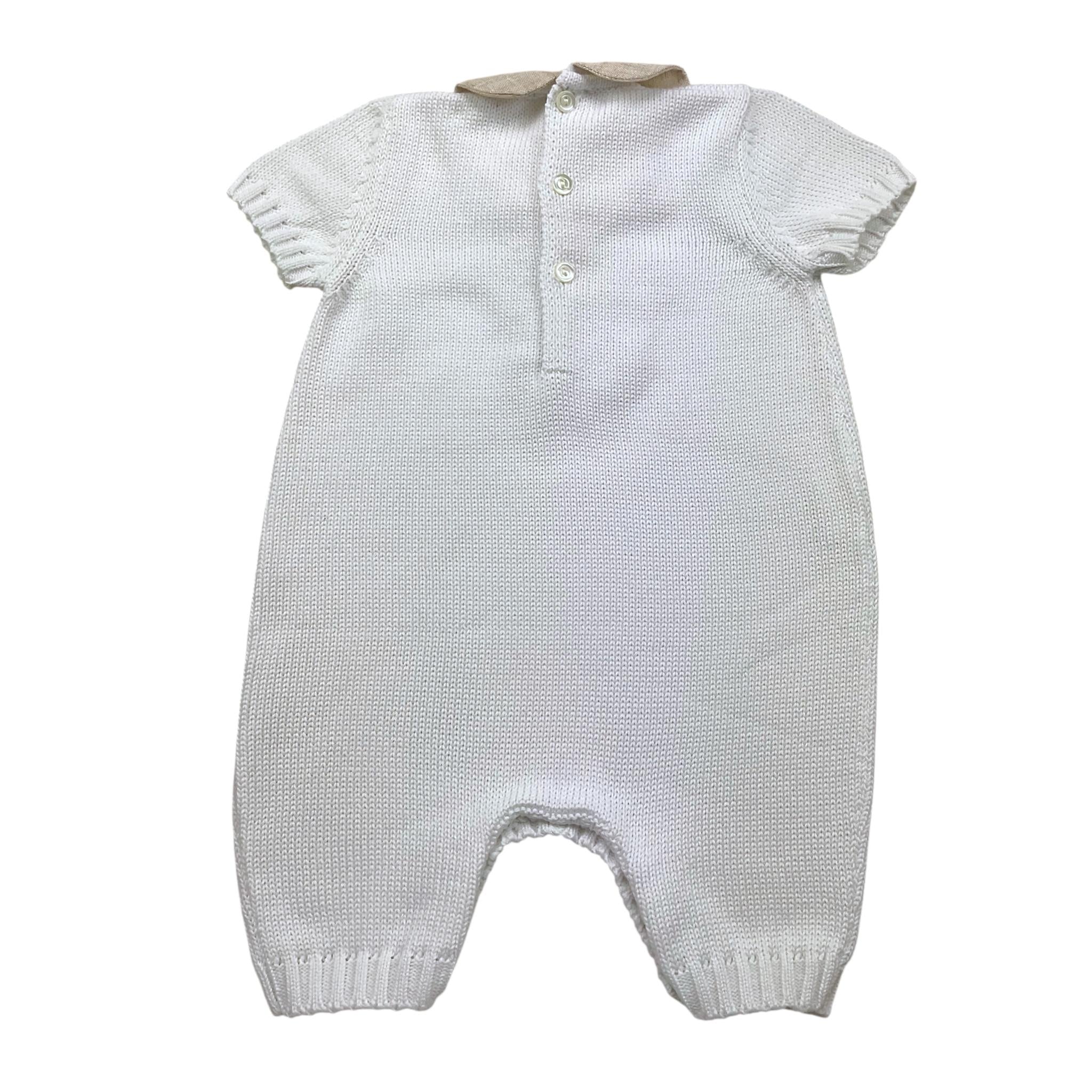 Colibri Pagliaccetto Tinta Unita con Ricami E Colletto In Contrasto per Neonata 6911 BIANCO COLIBRI 