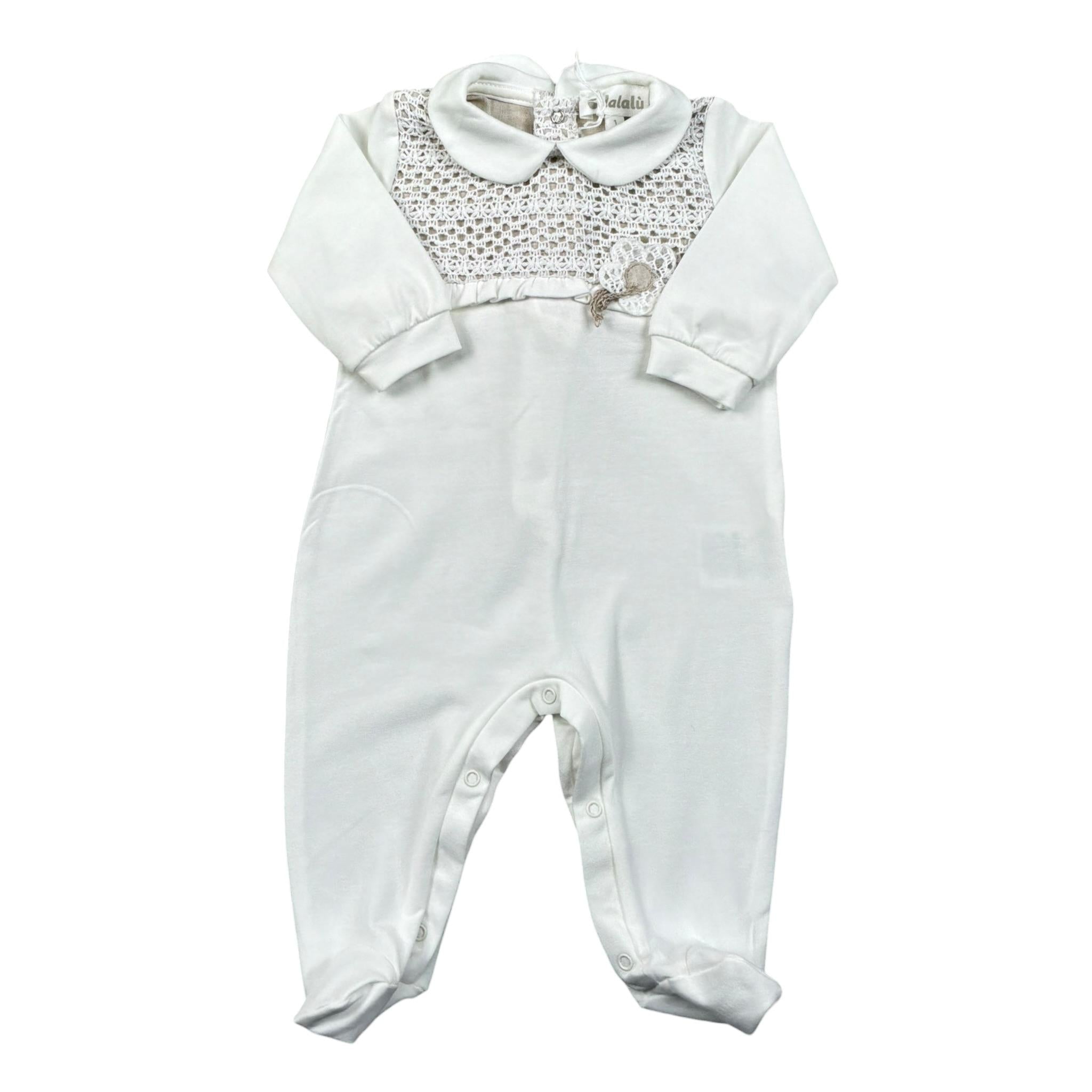 Lalalu' Tutina tinta unita Traforata Bianco per Neonata TJL11P BIANCO LALALU' 