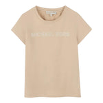 Michael Kors T-Shirt Girocollo Tinta Unita con Stampa per Bambina R30314 BEIGE MICHAEL KORS 