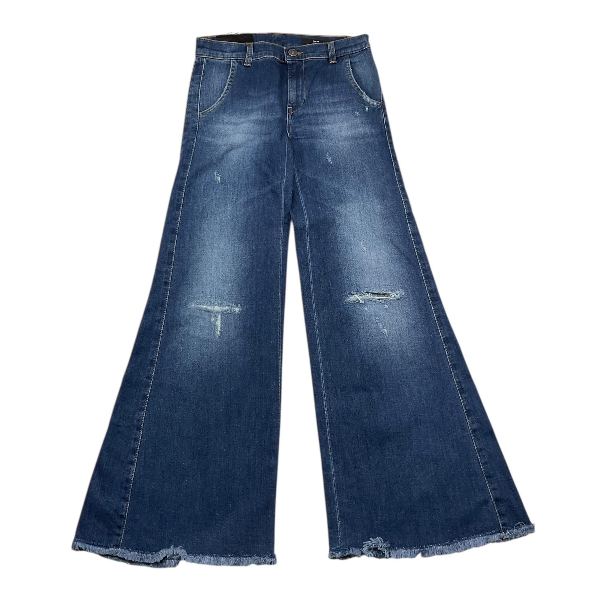 DONDUP jeans tinta unita modello palazzo con strappi Blu per Bambina DFPA226C BLU DONDUP 