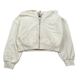 Please Felpa Tinta Unita con Zip E Cappuccio per Bambina LK20042G72 PANNA PLEASE 