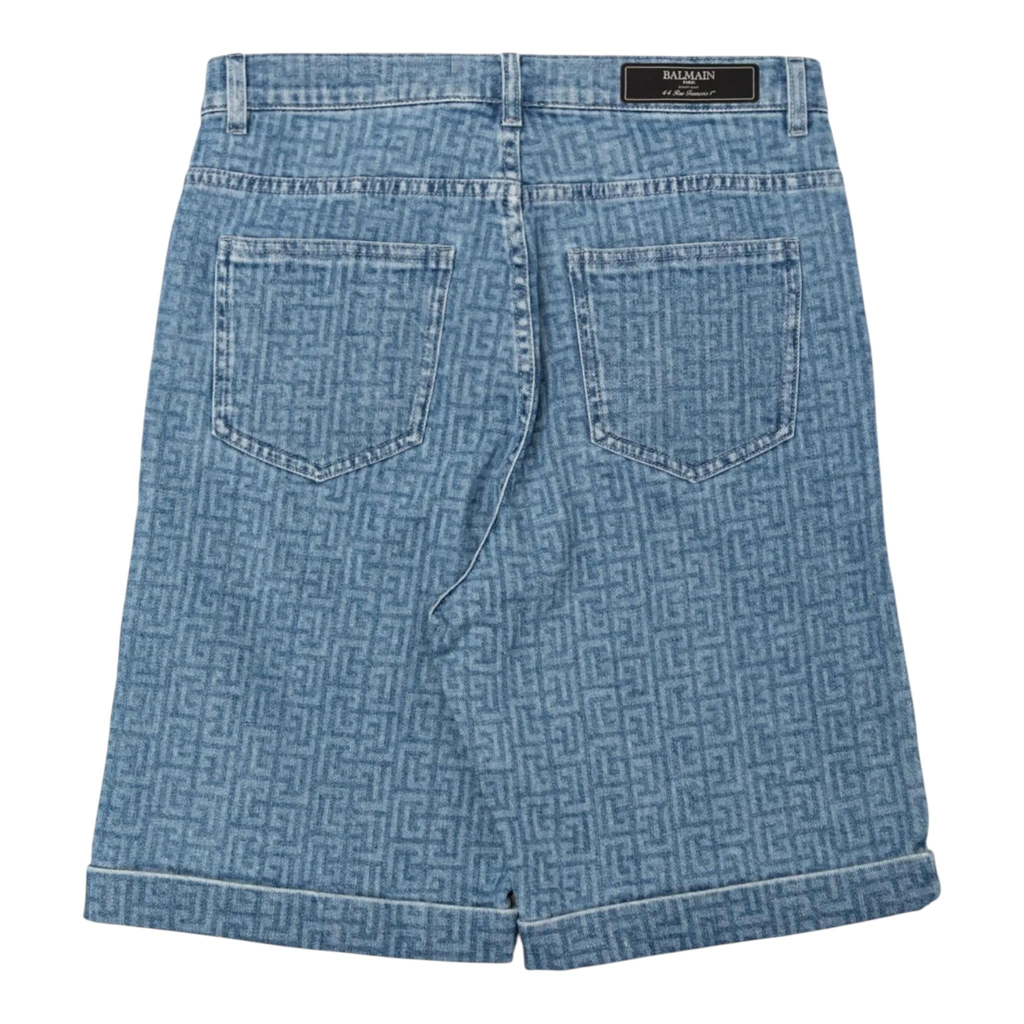 Balmain Bermuda In Denim Tinta Unita per Bambino BW6Q39 AZZURRO BALMAIN 