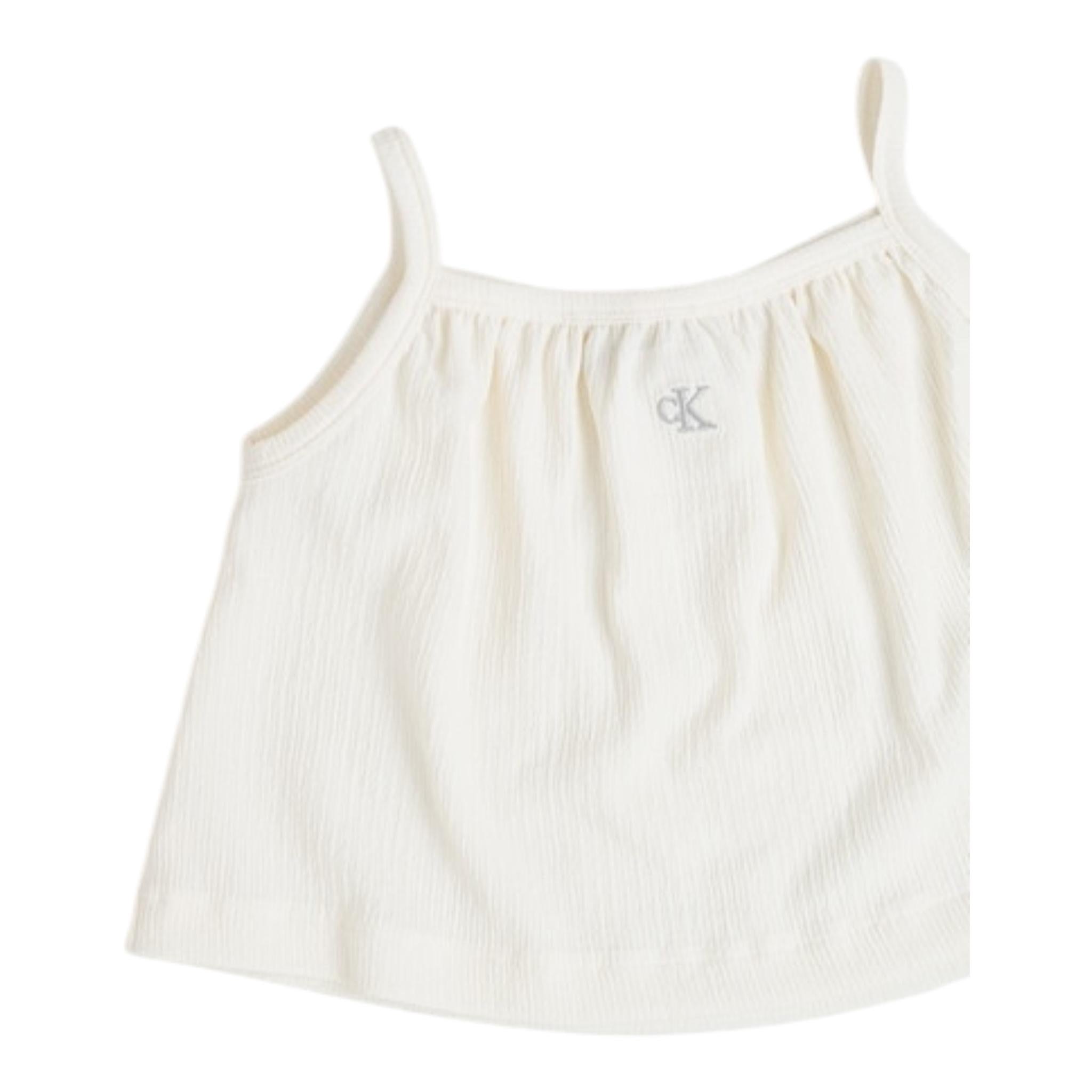 Calvin Klein Top Tinta Unita con Bretelle per Bambina IG0IG02870 PANNA CALVIN KLEIN 