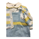 Marlu' Completo 3 Pezzi Camicia-Cardigan-Pagliaccetto Azzurro Per Neonato